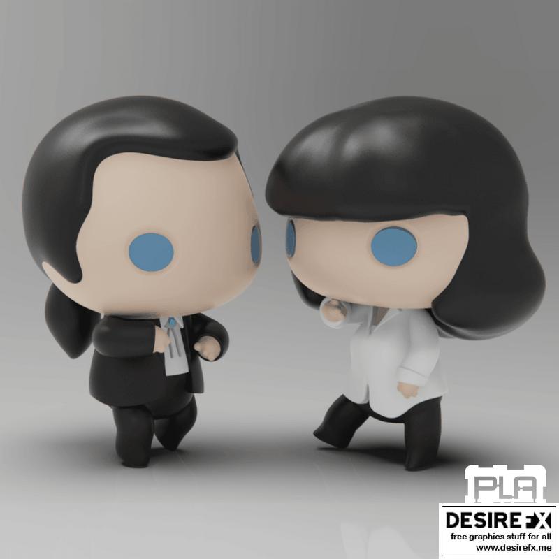 PlaKit - 低poly风格《低俗小说》Vincent与Mia 3D打印模型|PlaKit – Pulp Fiction – Vincent and Mia – 3D Print Model