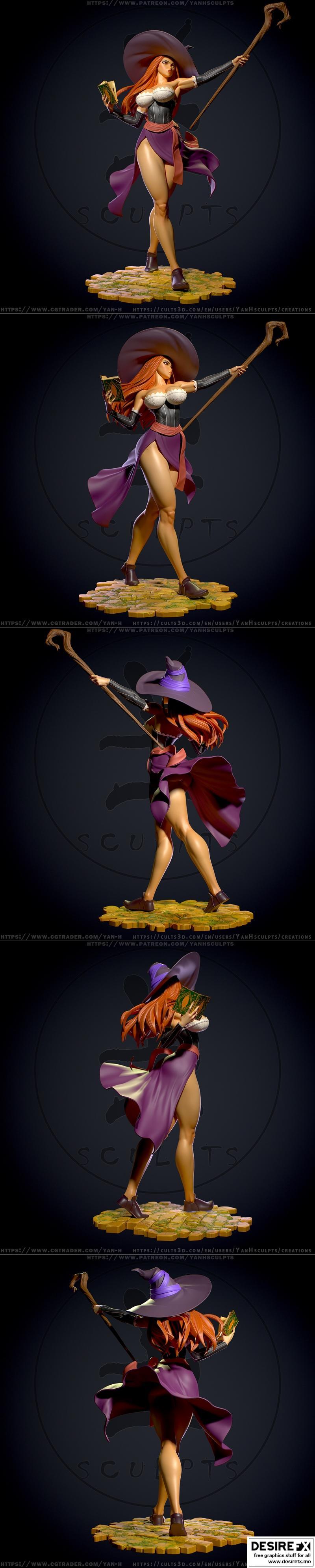 yan h - 神秘女巫 - 3D打印模型|Yan H – Sorceress – 3D Print Model STL