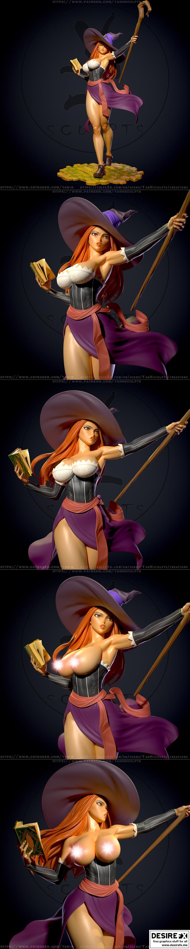 yan h - 神秘女巫 - 3D打印模型|Yan H – Sorceress – 3D Print Model STL