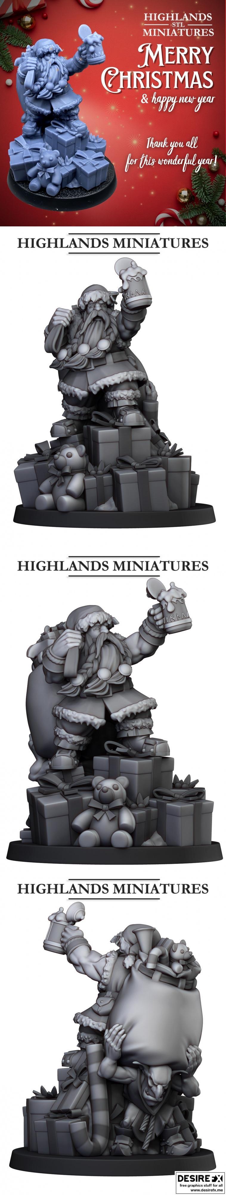 高lands迷你作品《圣诞小圣士提反》3D打印模型|Christmas Santa Dwarf by Highlands Miniatures – 3D Print Model STL