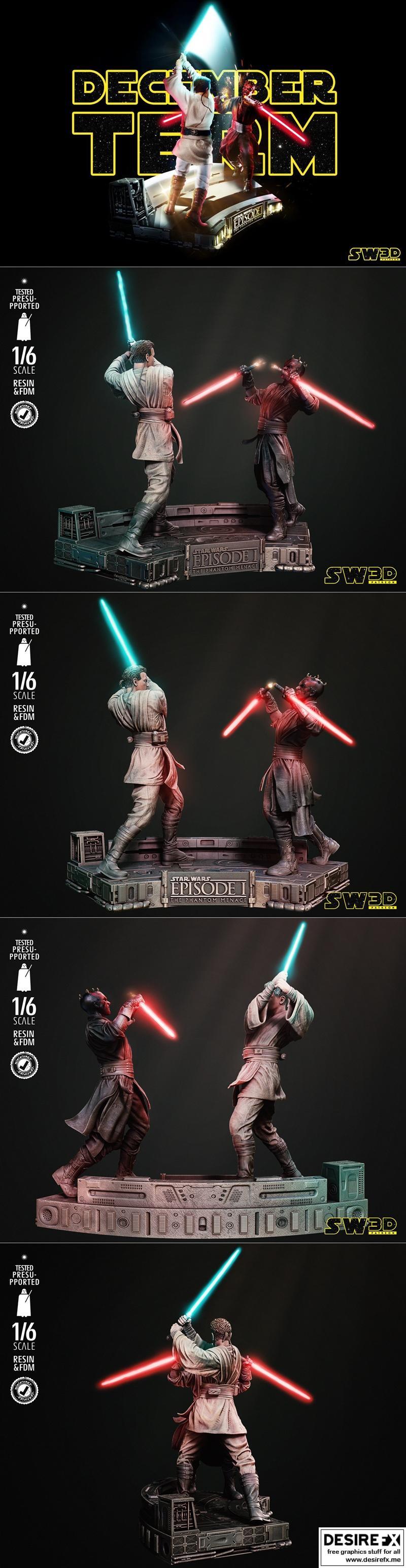 星球大战  Obi-wan vs 大魔 3D打印模型|Star Wars – Obi Wan Vs Darth Maul Diorama – 3D Print Model STL