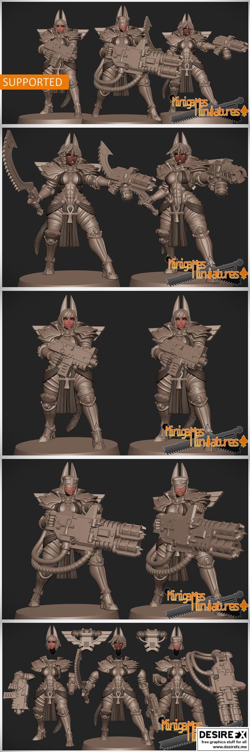 迷你游戏 figurine - 巴斯特修女动漫小人 3D打印模型|Minigames Miniatures – Bastet Nuns Anime Figurines – 3D Print Model STL