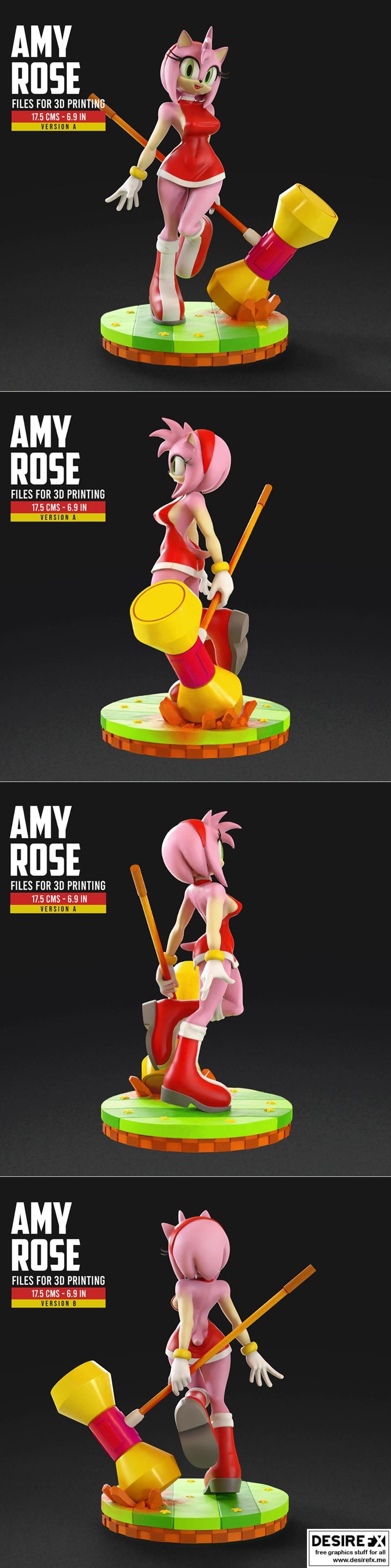赛博朋克3D打印模型：Amy Rose角色立体雕刻版|Amy Rose – Sonic – 3D Print Model STL
