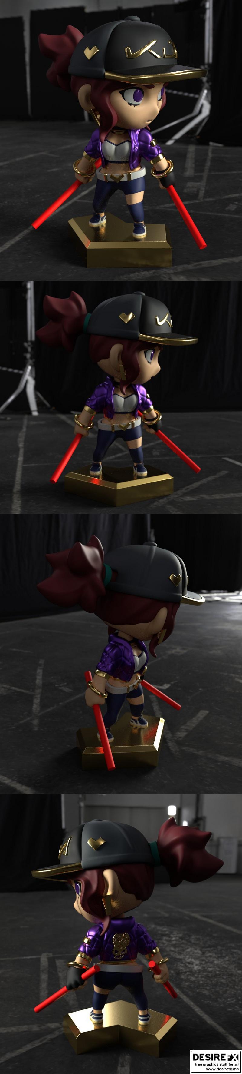 PlaKit - 3D打印阿卡利无面模型|PlaKit – KDA Akali No Mask – 3D Print Model