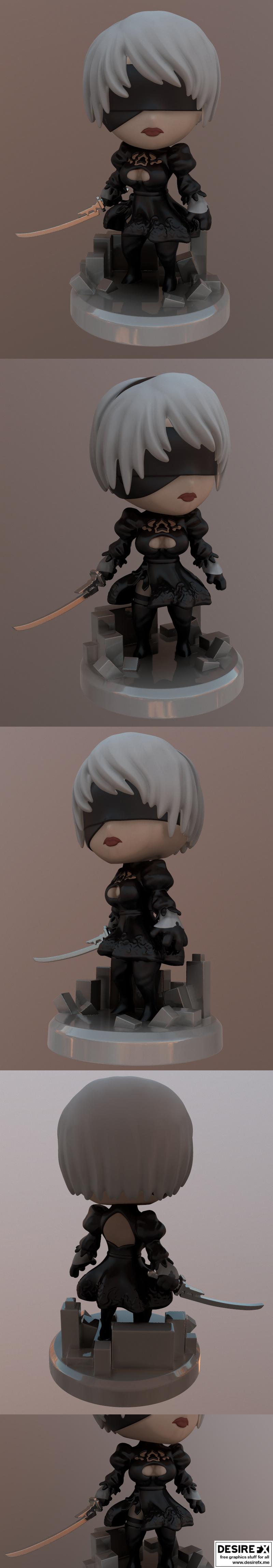 PlaKit - Nier Automata 2B - 3D打印模型|PlaKit – Nier Automata 2B – 3D Print Model
