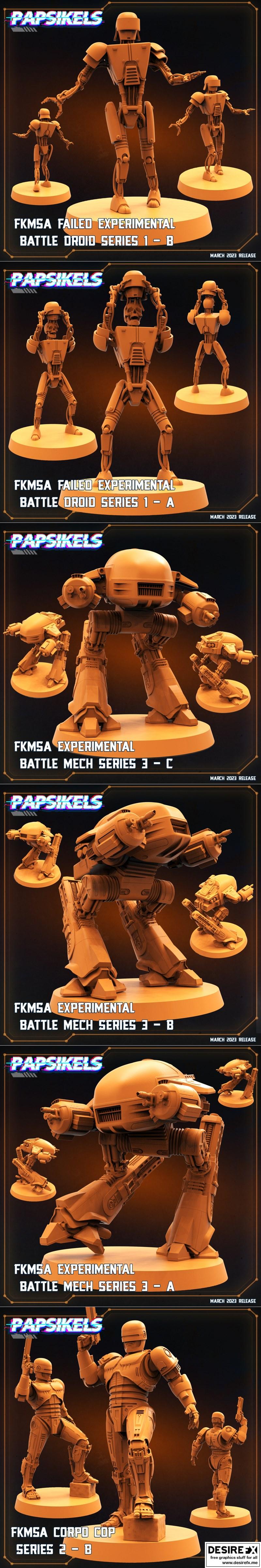Papsikels迷你模型-三月2023 Corps Cops角色3D打印模型|Papsikels Miniatures – Corpo Cops March 2023 – 3D Print Model STL