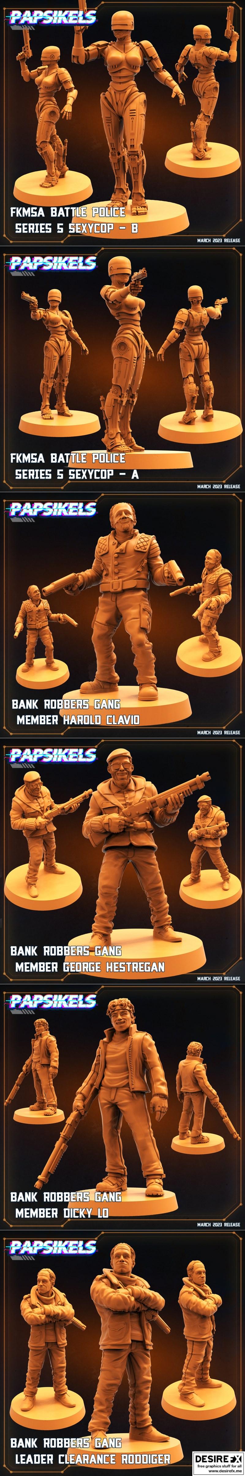 Papsikels迷你模型-三月2023 Corps Cops角色3D打印模型|Papsikels Miniatures – Corpo Cops March 2023 – 3D Print Model STL