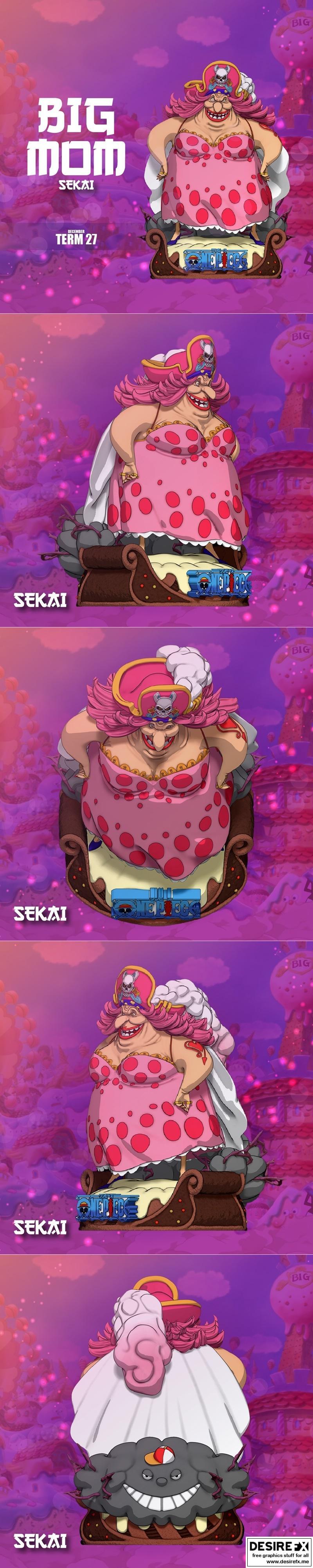 海贼王 大妈雕像 3D打印模型|Sekai – Big Mom Statue and Bust – 3D Print Model STL