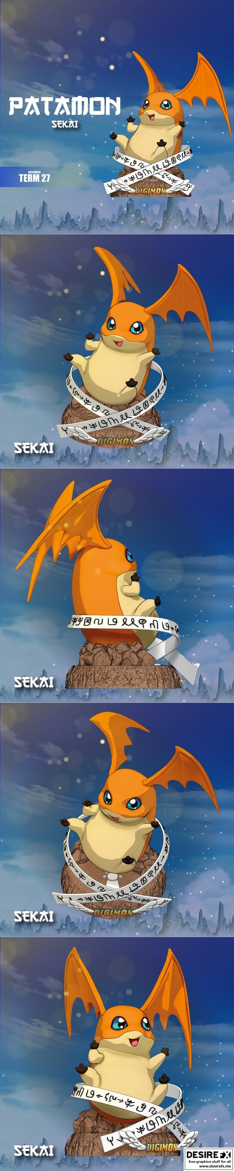 赛博朋克：帕托蒙3D打印模型|Sekai – Patamon Statue and Bust – 3D Print Model STL