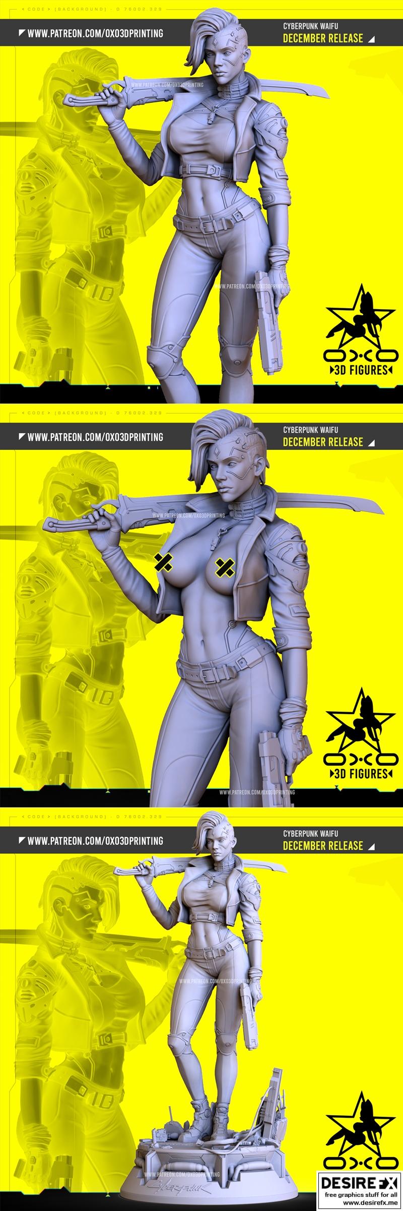 OXO3D - 城市朋克女仆 - 3D打印模型|OXO3D – CyberPunk Waifu – 3D Print Model STL
