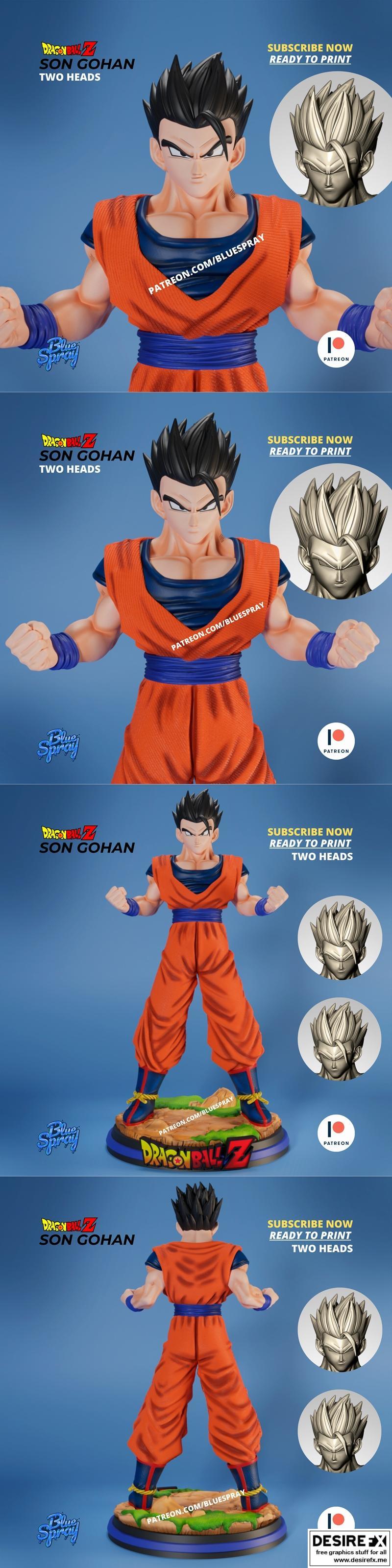蓝喷泉——悟饭雕塑3D打印模型|Blue Spray – Son Gohan Sculpture (Dragon Ball Z) – 3D Print Model STL