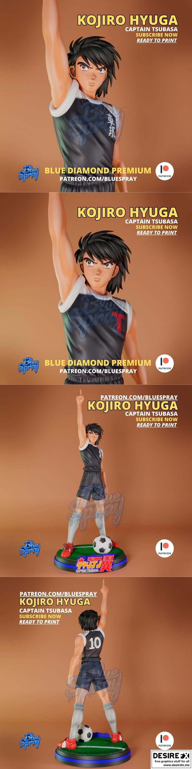 蓝喷雾 - 永田Kojiro雕塑（Captain Tsubasa）- 3D打印模型|Blue Spray – Kojiro Hyuga Sculpture (Captain Tsubasa) – 3D Print Model STL