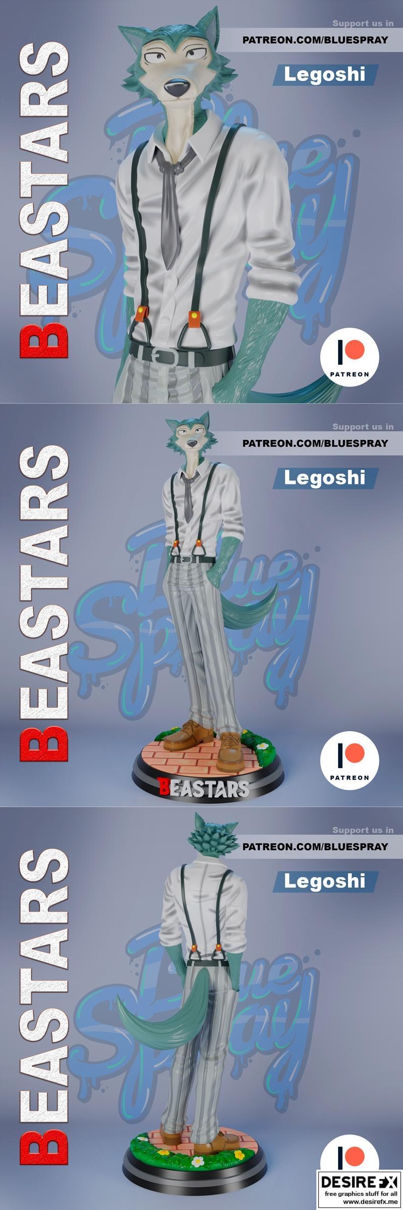 蓝雾喷洒——Legoshi雕塑（Beastars）3D打印模型|Blue Spray – Legoshi Sculpture (Beastars) – 3D Print Model STL