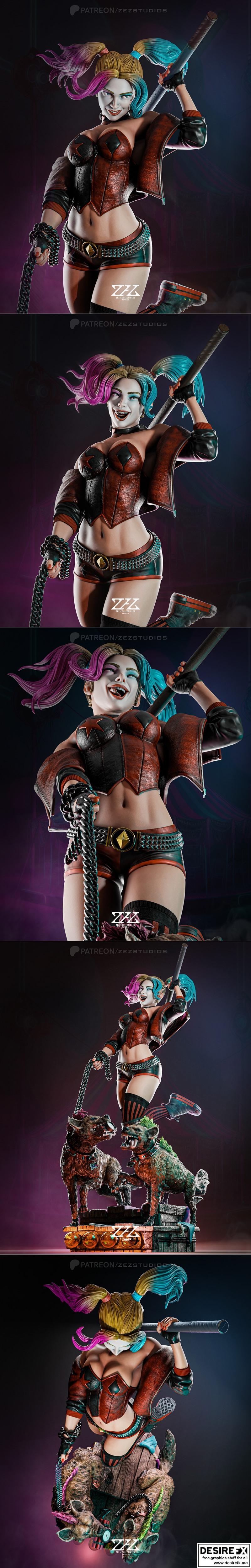 ZEZ工作室打造的《哈莉与她的鬣狗》3D打印模型|ZEZ Studios – Harley and her Hyenas – 3D Print Model STL