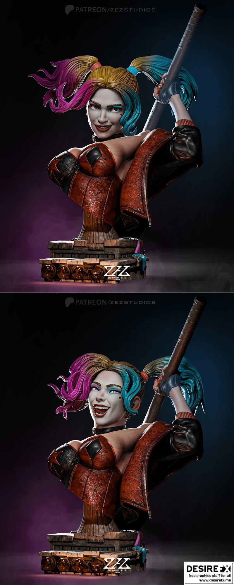 ZEZ工作室 Harley人像3D打印模型|ZEZ Studios – Harley bust – 3D Print Model STL