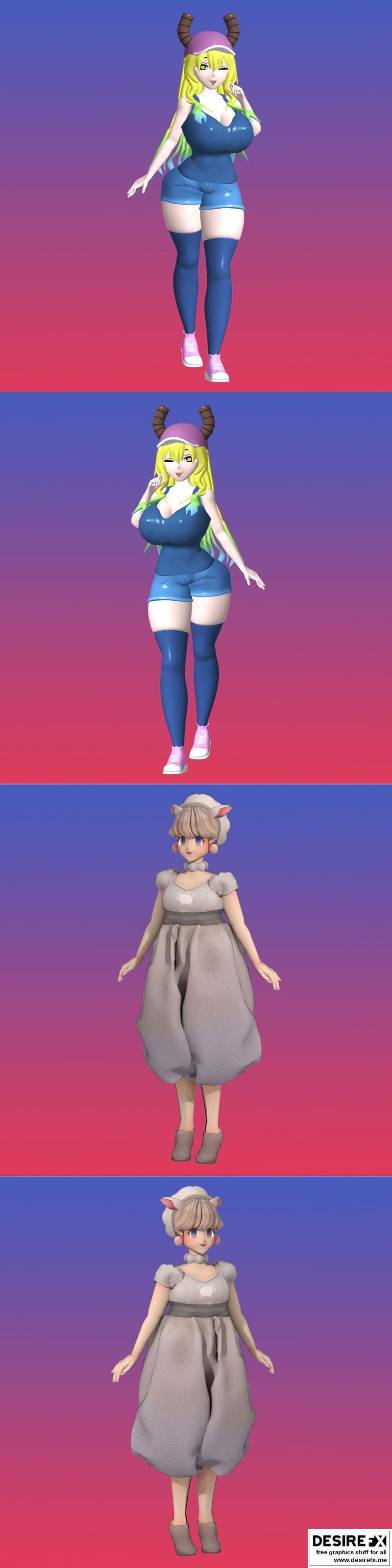 卢科亚·quetzalcoatl 受羊启发的动漫风3D打印模型|Lucoa Quetzalcoatl Anime and Moco inspired by sheep – VRChat Avatar – 3D Print Model STL