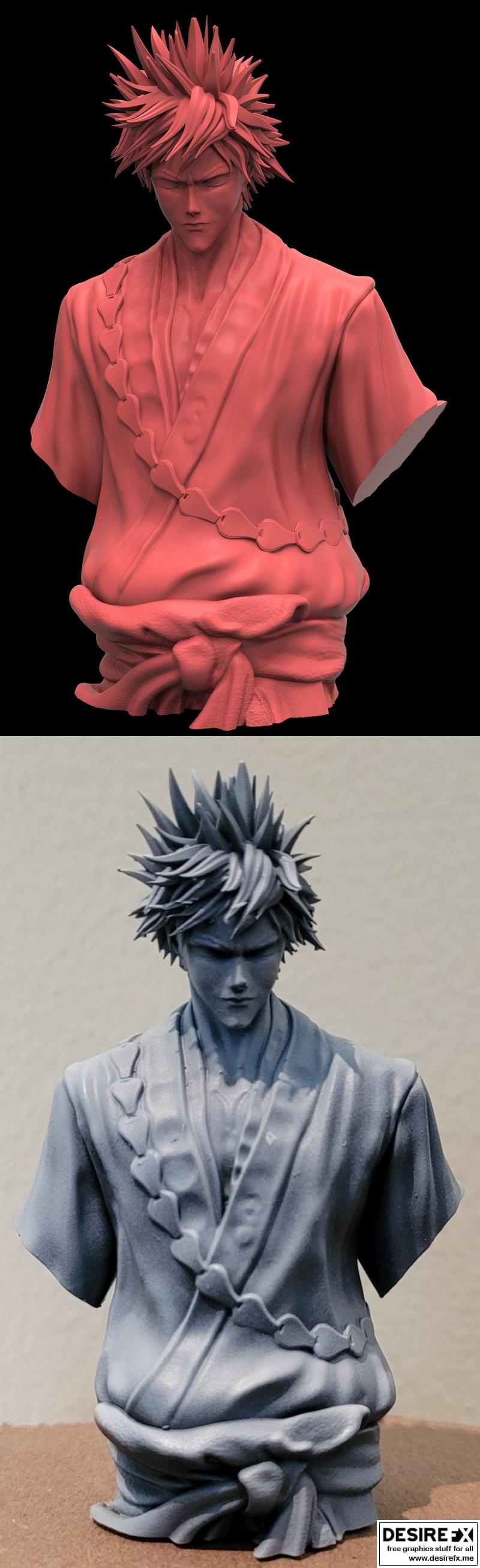 吾郎3D打印模型|Ichigo Kurosaki Soul Reaper Bust – 3D Print Model