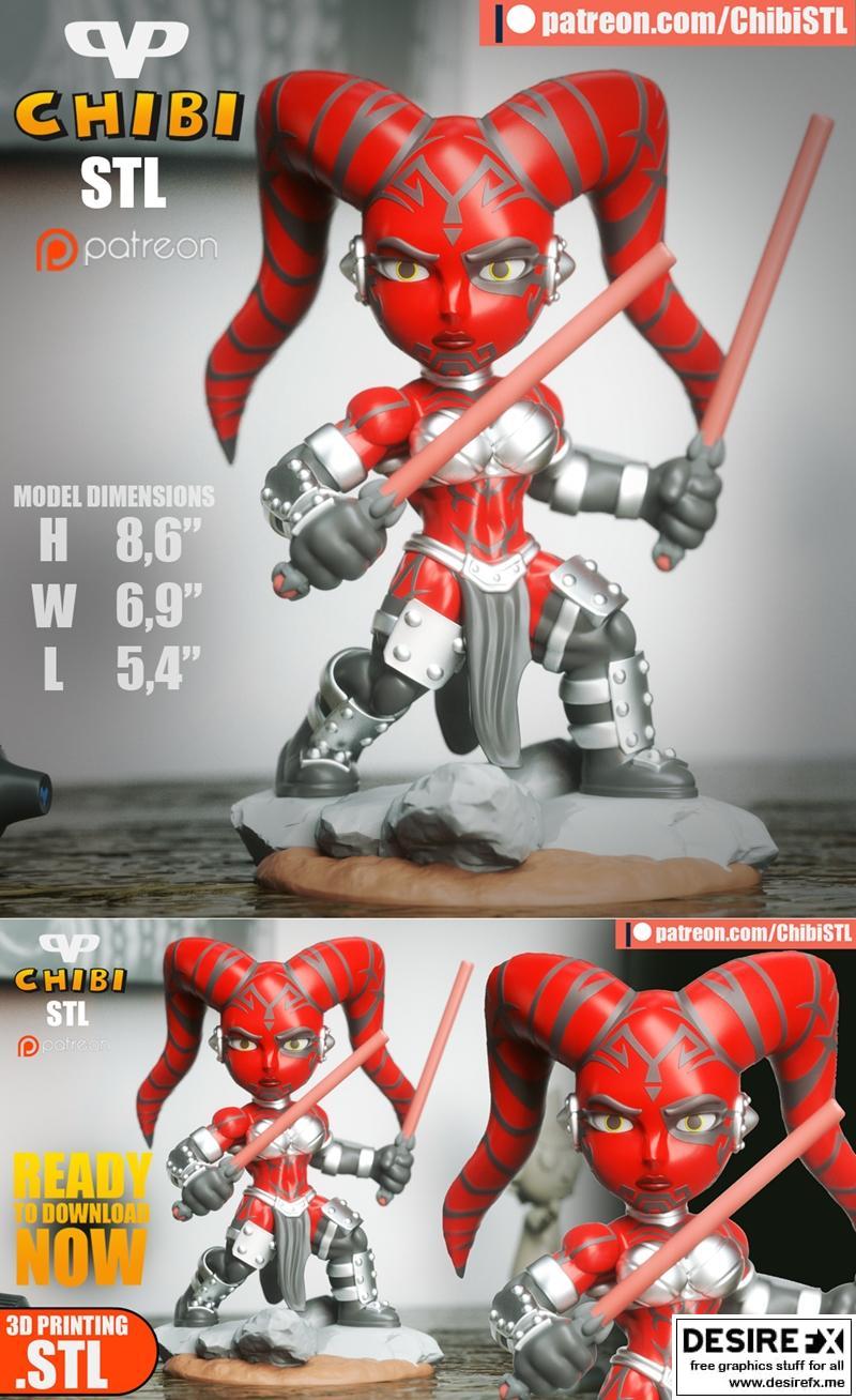 达拉克奇比模型 3D打印文件|Darth Talon Chibi – 3D Print Model STL