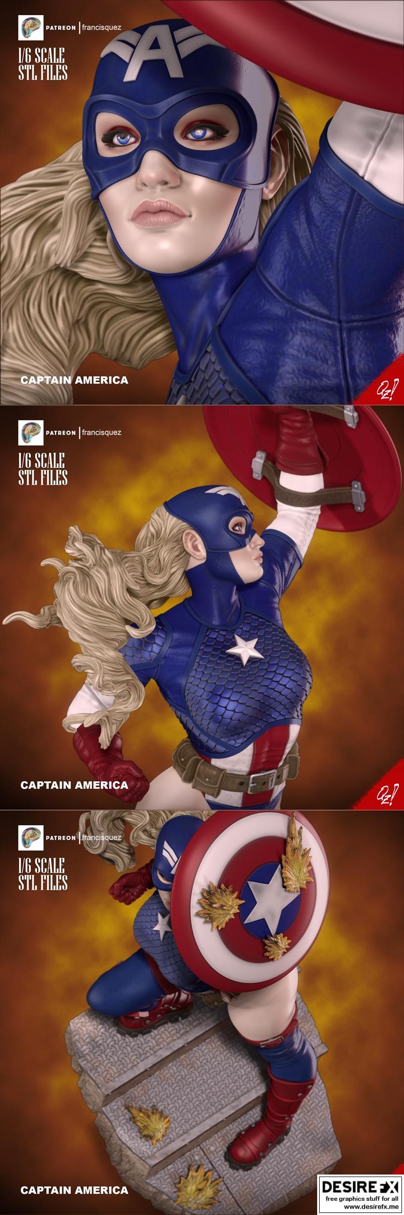 弗朗西斯·奎兹——女性美国队长——3D打印模型|Francis Quez – Female Captain America – 3D Print Model STL