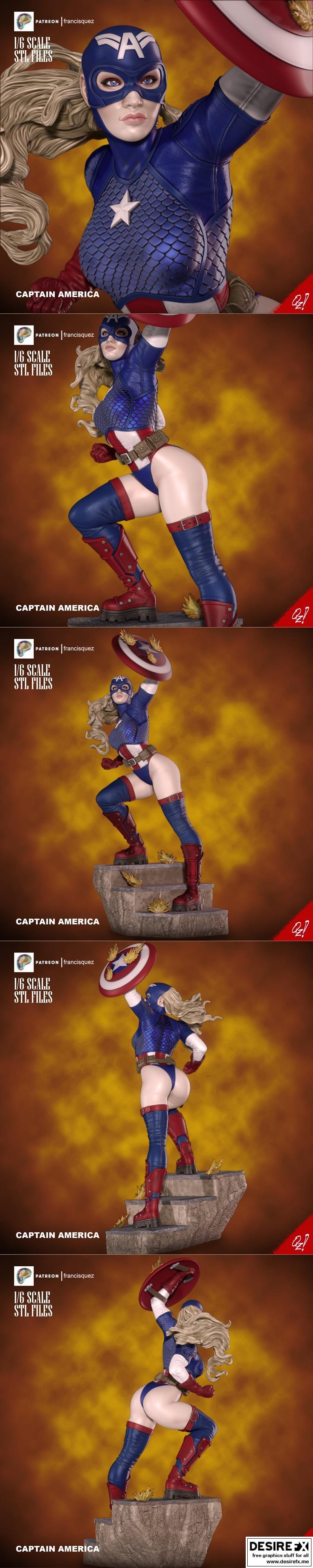 弗朗西斯·奎兹——女性美国队长——3D打印模型|Francis Quez – Female Captain America – 3D Print Model STL