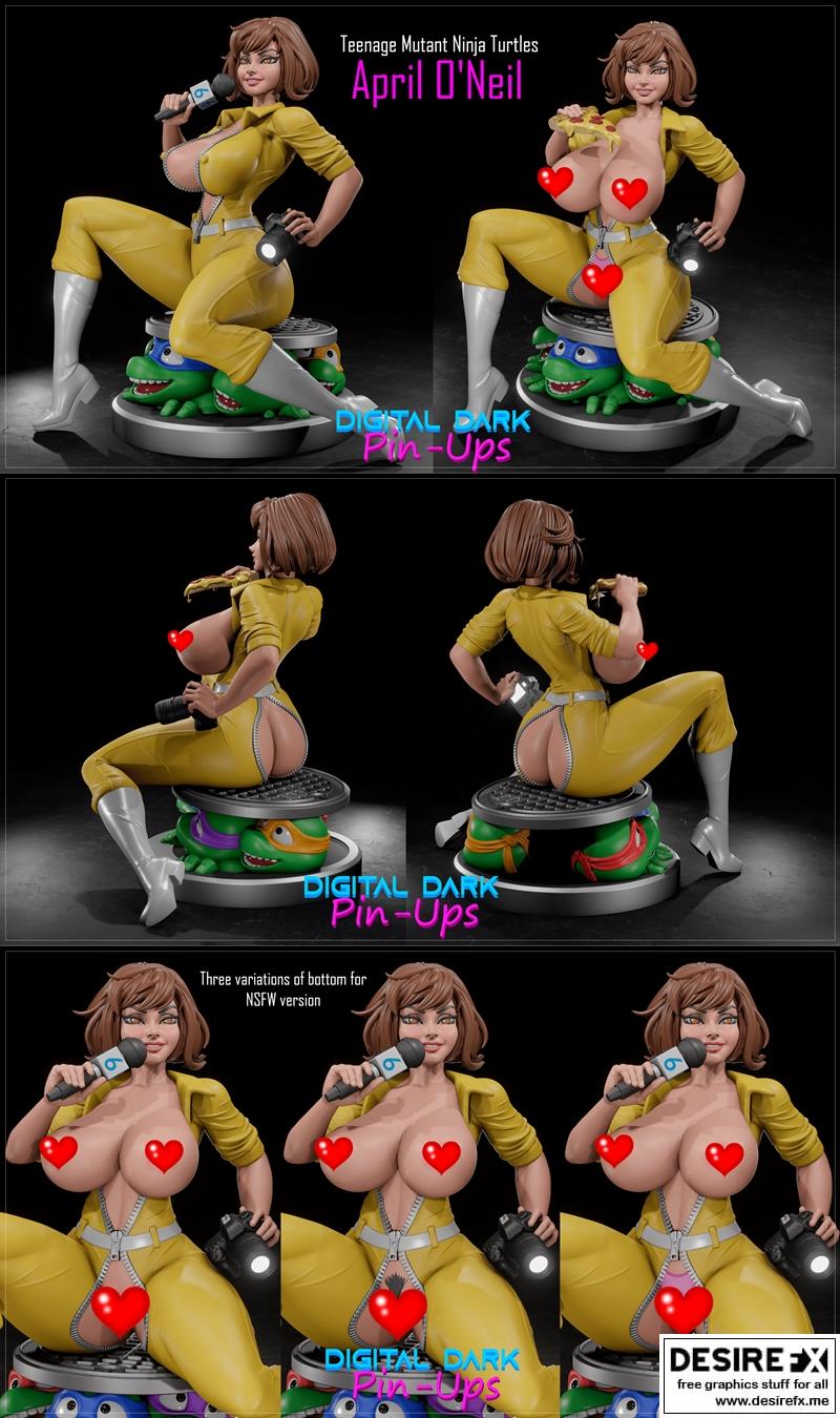 数字暗黑少女——艾米丽·诺埃尔 3D打印模型|Digital Dark Pin-Ups – April ONeil – 3D Print Model STL