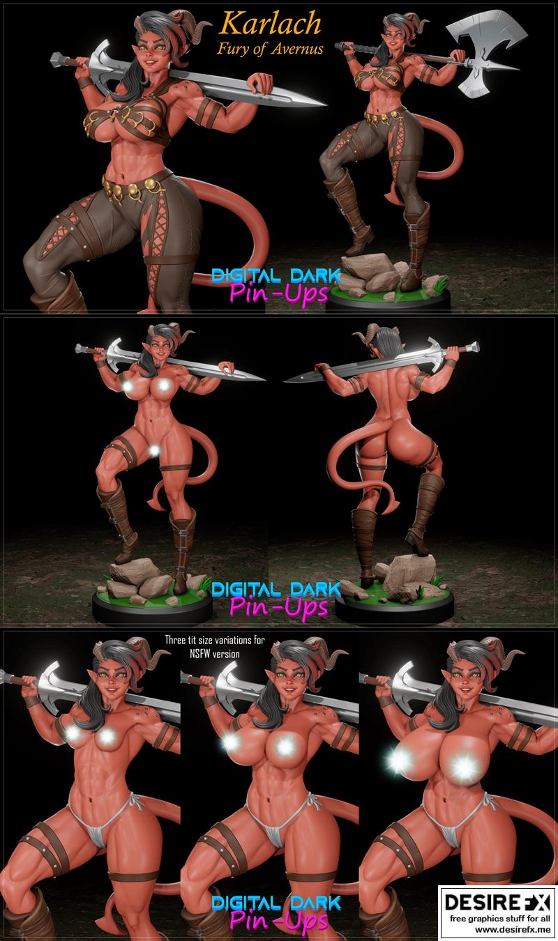 数字暗黑女郎——Karlach 3D打印模型|Digital Dark Pin-Ups – Karlach – 3D Print Model STL