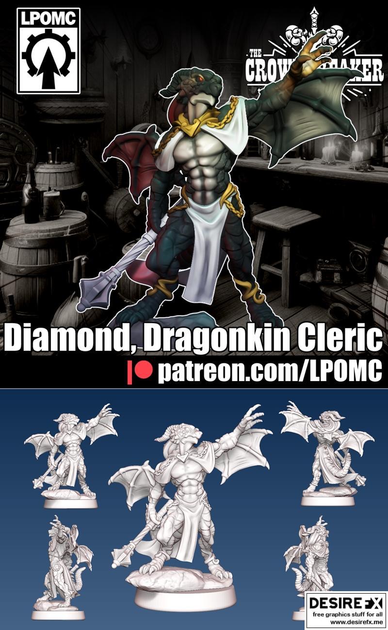 钻石龙裔圣职者 3D打印模型|LPOMC – Diamond – Dragonkin Cleric – 3D Print Model STL