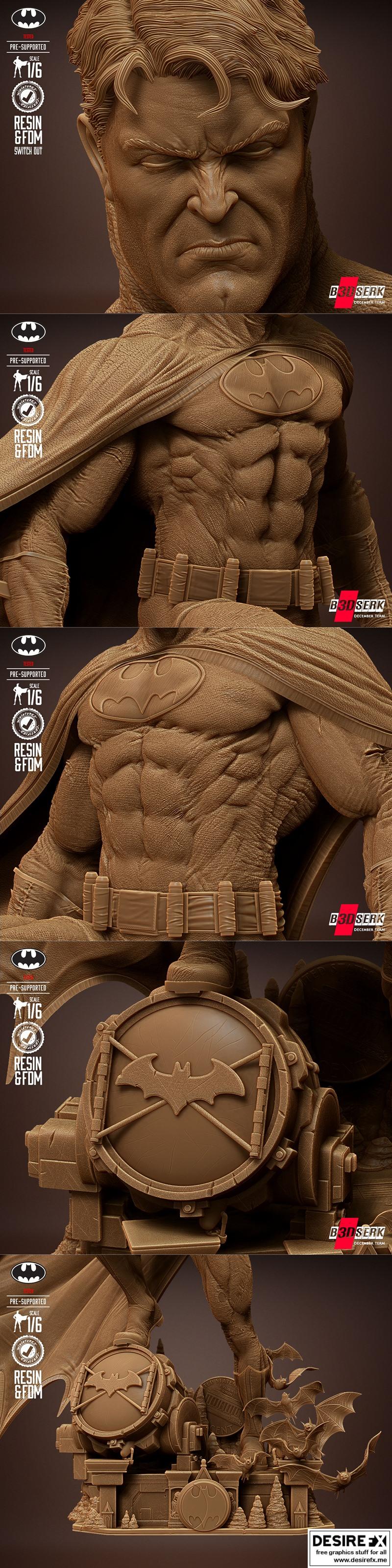 B3DSERK - 暴风蝙蝠侠 3D打印模型|B3DSERK – Batman Statue – 3D Print Model STL