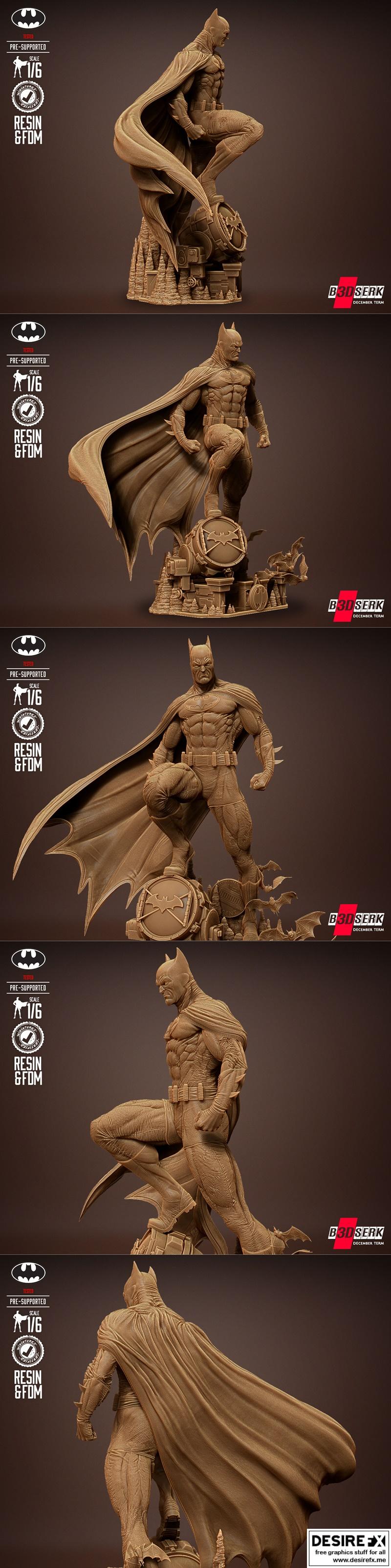 B3DSERK - 暴风蝙蝠侠 3D打印模型|B3DSERK – Batman Statue – 3D Print Model STL