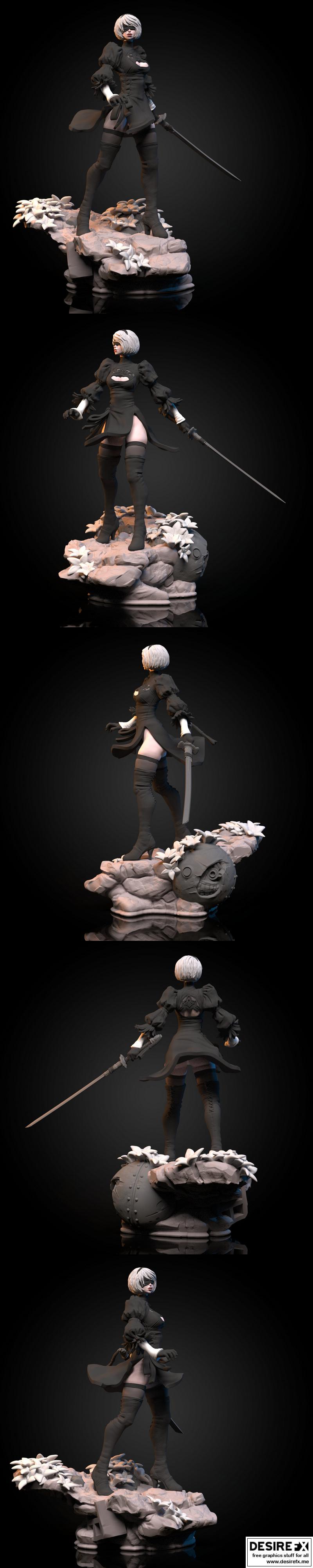 尼尔：自动人形 2B 3D打印模型|Nier Automata – 2B – 3D Print Model