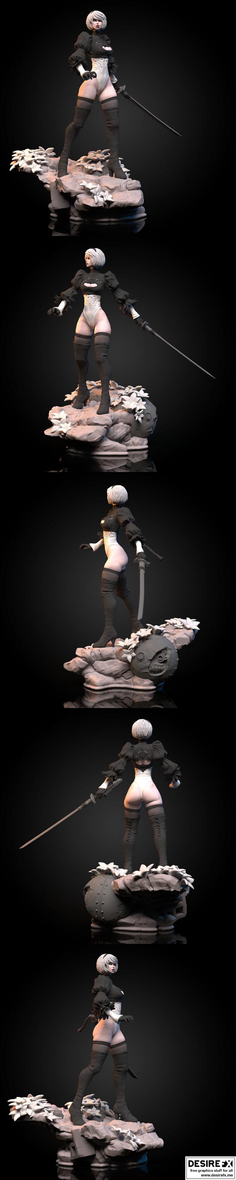 尼尔：自动人形 2B 3D打印模型|Nier Automata – 2B – 3D Print Model