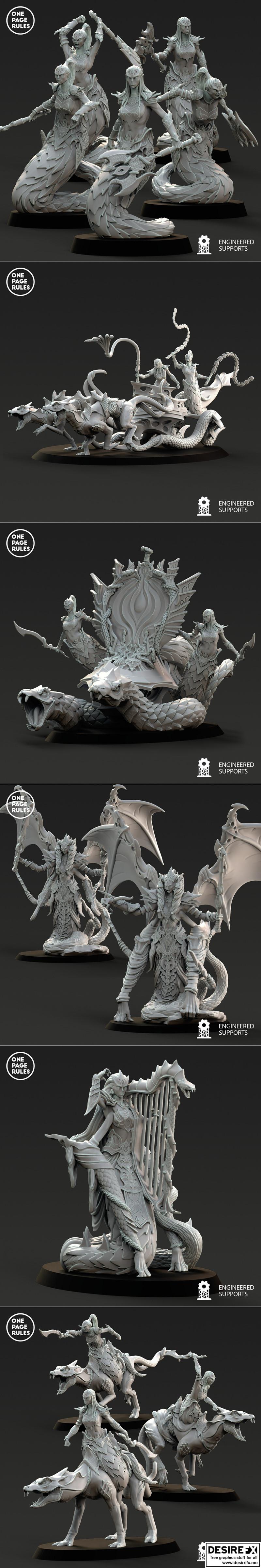 一页面规则 - 爱欲恶魔军团 - 3D打印模型|One Page Rules – Lust Daemons Army Bundle – 3D Print Model STL
