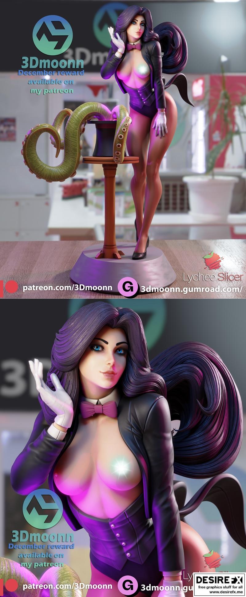 3D打印模型：Zatanna角色雕塑|3Dmoonn – Zatanna – 3D Print Model STL