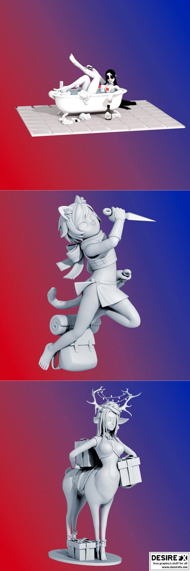 dungeon与圣诞鹿 3D打印模型|Lucy and Izutsumidelicious In Dungeon and Christmas Deer – 3D Print Model STL