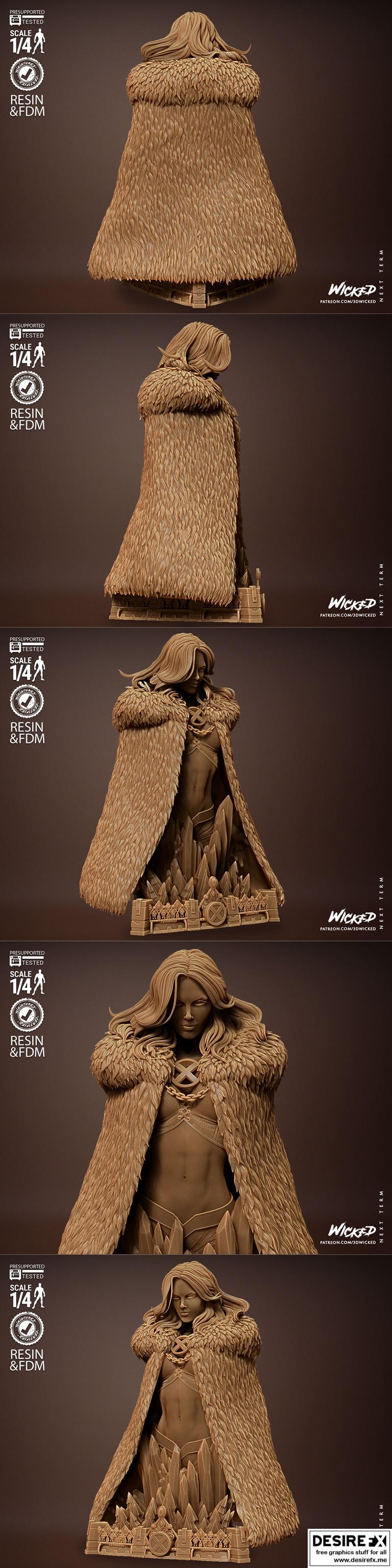 Wicked游戏中的艾玛·弗罗斯特3D打印雕像模型|Wicked – Emma Frost Statue and Bust – 3D Print Model STL