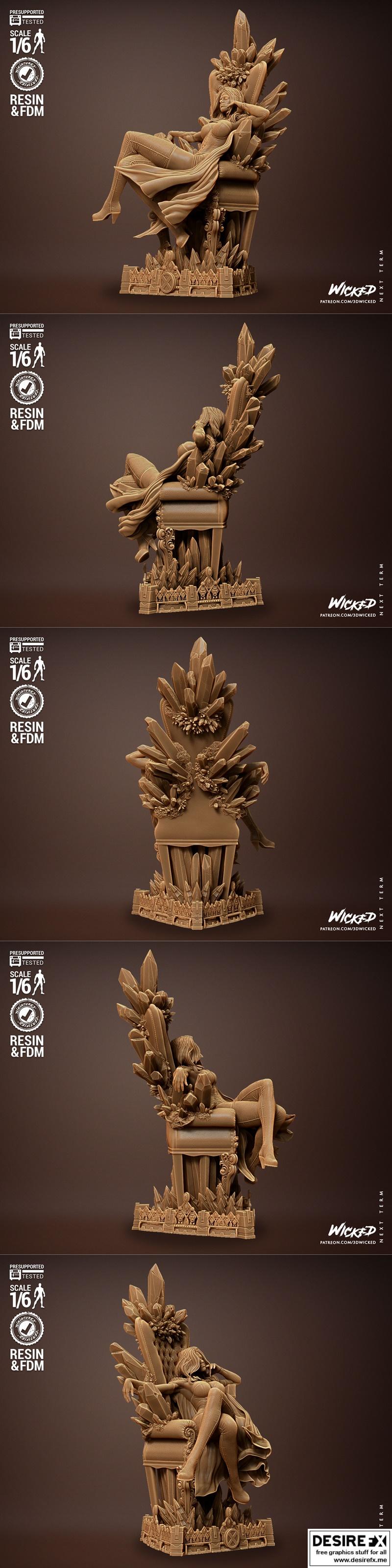 Wicked游戏中的艾玛·弗罗斯特3D打印雕像模型|Wicked – Emma Frost Statue and Bust – 3D Print Model STL