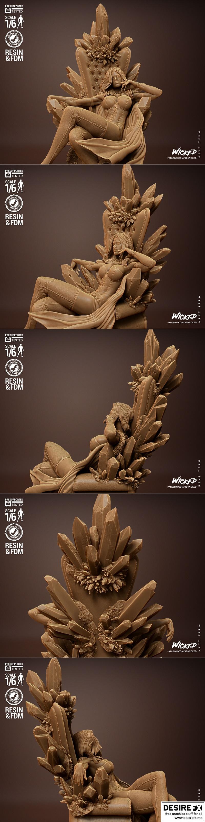 Wicked游戏中的艾玛·弗罗斯特3D打印雕像模型|Wicked – Emma Frost Statue and Bust – 3D Print Model STL