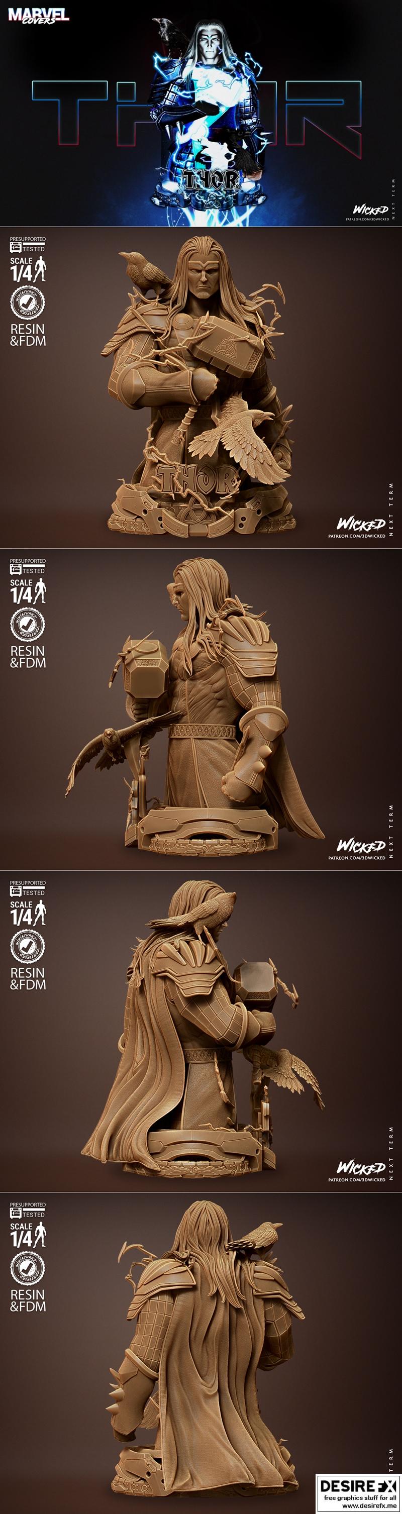 维京之锤3D打印模型|Wicked – Thor Bust – 3D Print Model STL
