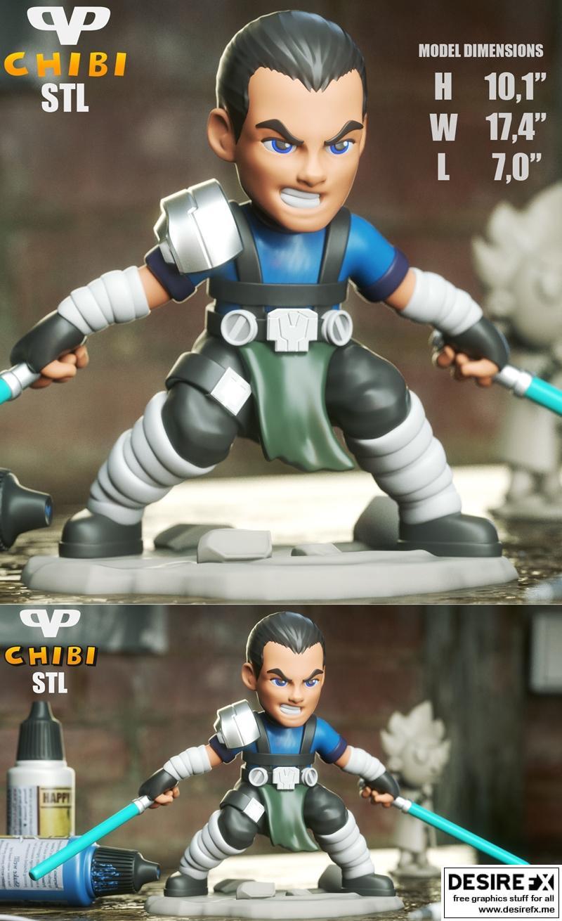 斯塔克利尔萌系3D打印模型|Starkiller Chibi – 3D Print Model STL