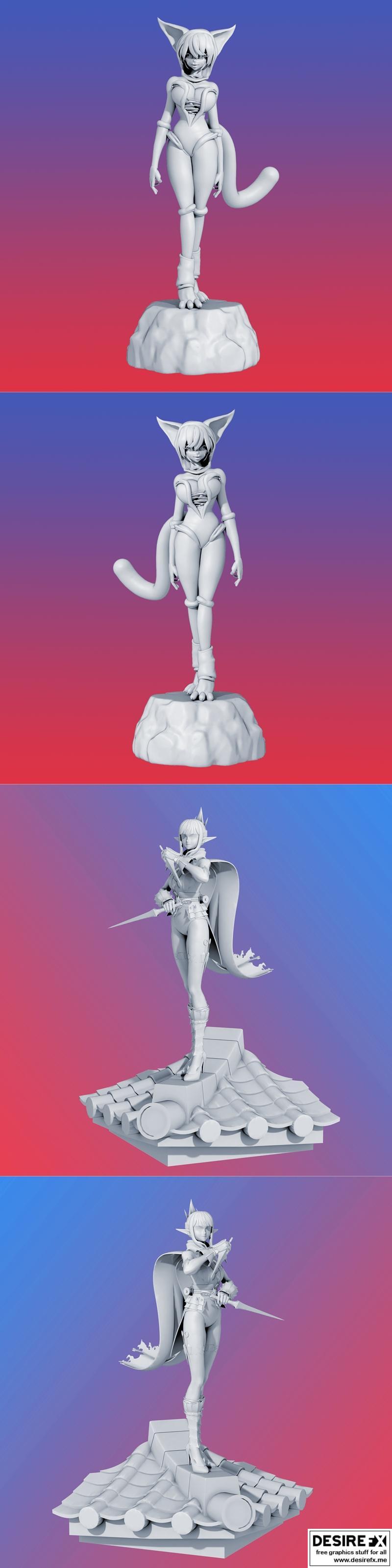 Akartu Vr Sculpt重制版 与 Kunoichi屋顶角色 3D打印模型|Akartu Vr Sculpt Remake 2 and Kunoichi Rooftop Figure – DNF Duel – 3D Print Model STL