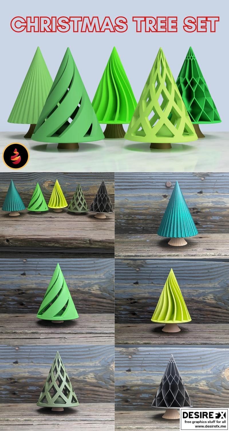圣诞树模型3D打印套件|Christmas Tree Set – 3D Print Model STL