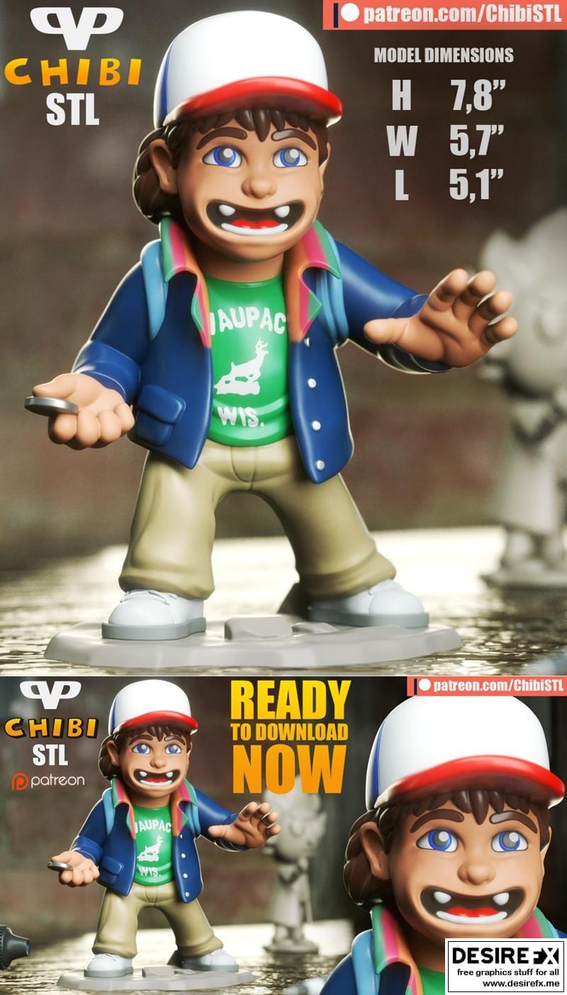 Dustin Henderson 3D打印模型 STL|Dustin Henderson Chibi – 3D Print Model STL