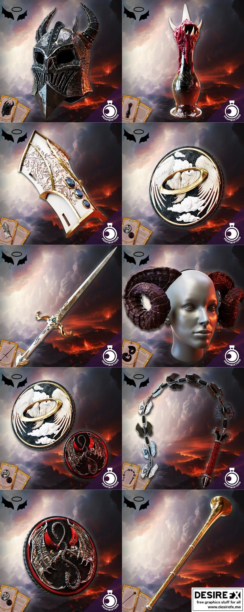 Props and Beyond Pack 2 - 3D打印模型包：动漫游戏角色道具集|Props and Beyond Pack 2 – 3D Print Model STL