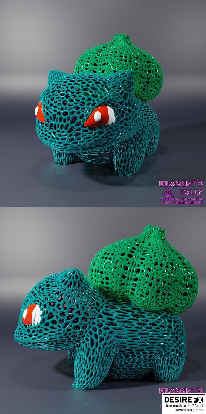 宝可梦火红小火龙 3D打印模型|Voroni Bulbasaur – 3D Print Model STL