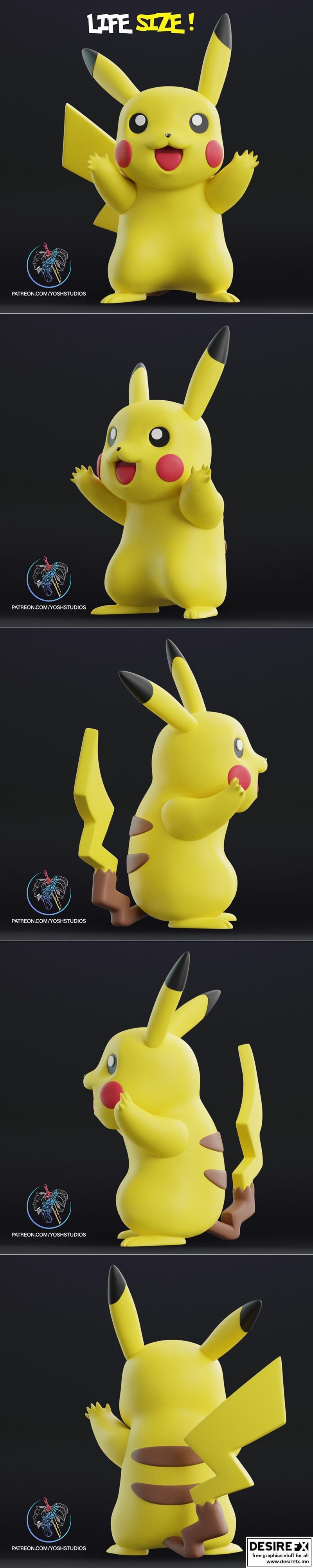 3D打印宝可梦皮卡丘模型|Life sized Pikachu – 3D Print Model STL