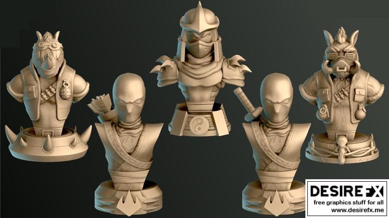 TMNT反派模型3D打印套件|TMNT Villains Busts – 3D Print Model STL