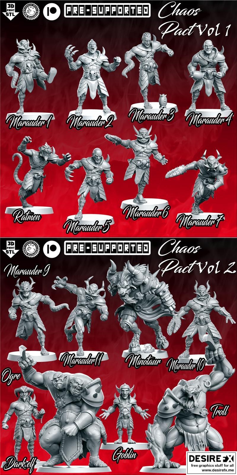 RN工作室 - 乱斗契约团队Vol1与Vol2 - 3D打印模型集|RN Estudio – Chaos Pact Team Vol1 and Chaos Pact Team Vol2 – 3D Print Model STL