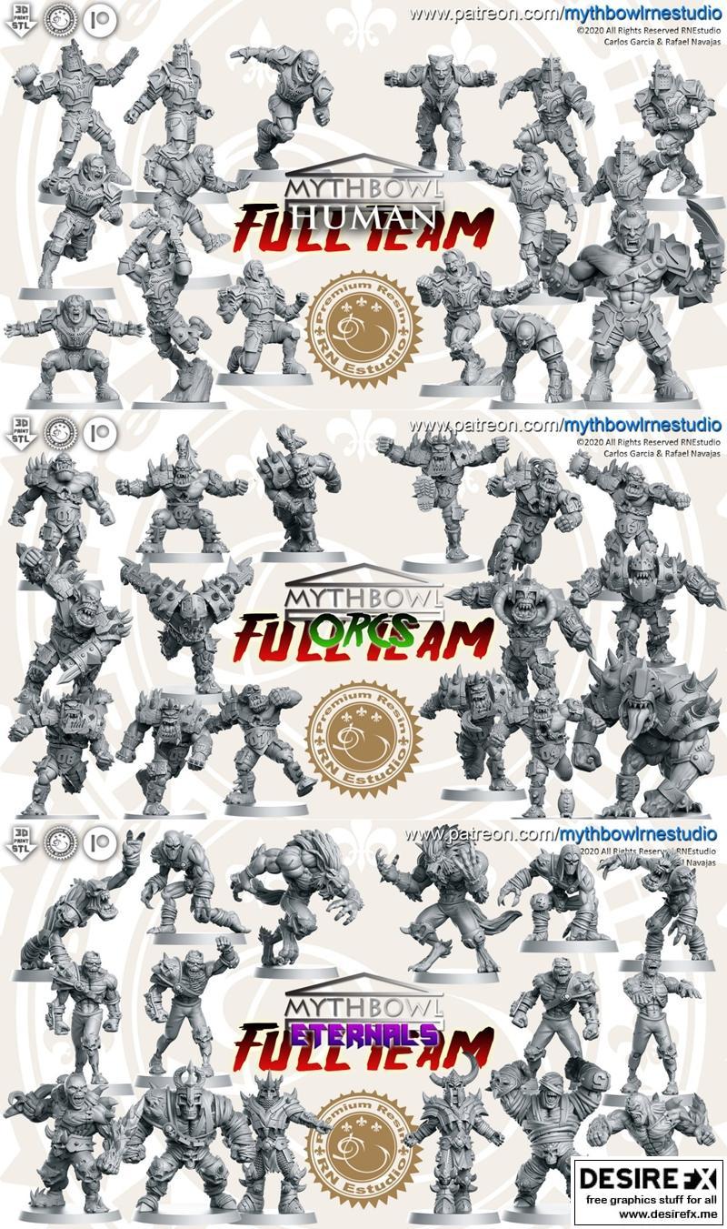 RN工作室 - 人类小队与兽人小队及永恒小队 - 3D打印模型|RN Estudio – Human Team and Orc Team and Eternal Team – 3D Print Model STL