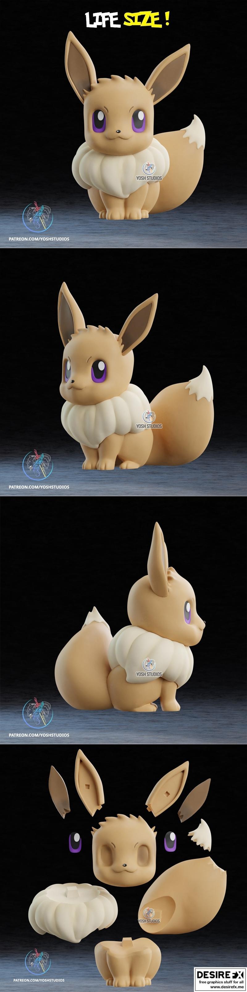 生命大小的圆滚滚——3D打印模型|Life Sized Eevee – 3D Print Model STL