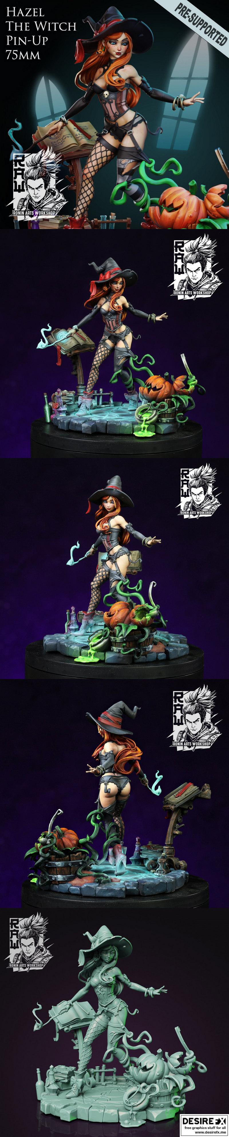 哈泽尔女巫贴纸模型 3D打印版|Hazel The Witch Pin Up – 3D Print Model